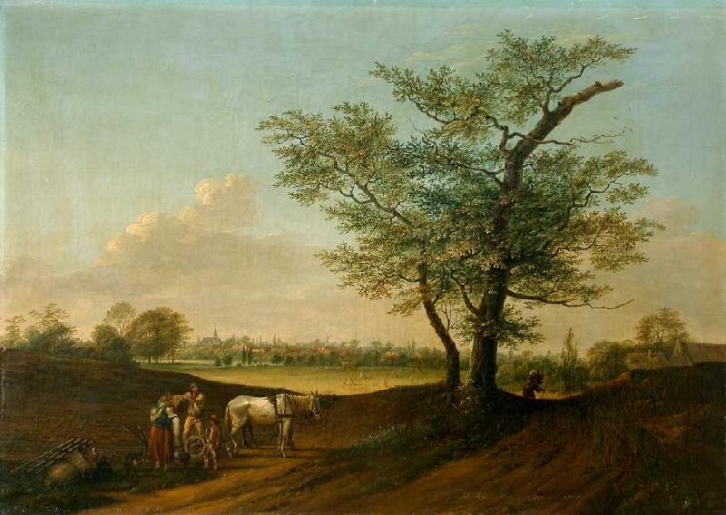Landschaft mit einem einsam stehenden Baum   - nicht online - kleine Datei ! von Johann Friedrich Morgenstern