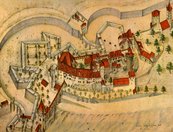 Nürnberg, Burg, Zeichnung von Erasmus von Johann Georg Erasmus