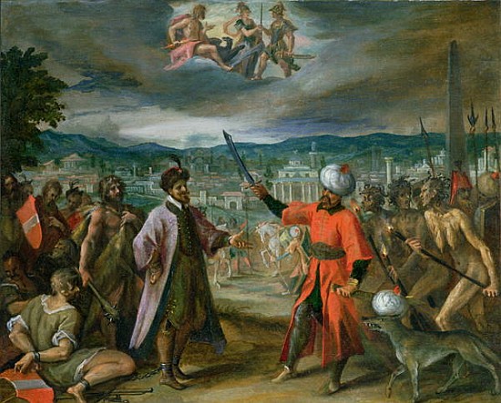 Allegory of the Turkish Wars: The Declaration of War at Constantinople, 1603-4 von Johann or Hans von Aachen