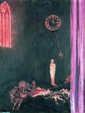 "Darkness and Decay and the Red Death held illimitable dominion over all", illustration for 'The Mas 1909 
