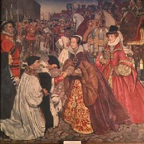 Queen Mary (1516-58) and Princess Elizabeth (1533-1603) entering London, 1553 1910