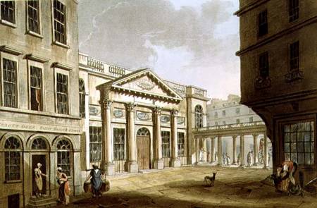 The Pump Room, from 'Bath Illustrated by a Series of Views', engraved by John Hill (1770-1850) pub. von John Claude Nattes