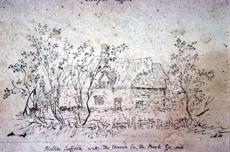Cottage at East Bergholt, with a well von John Constable