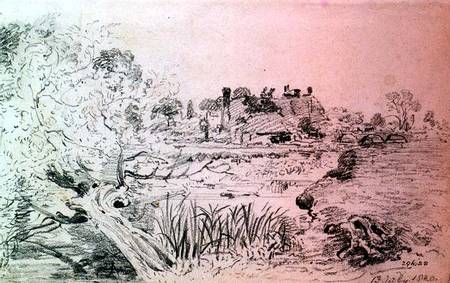 Farm Buildings and Bridge near Salisbury (pencil) von John Constable