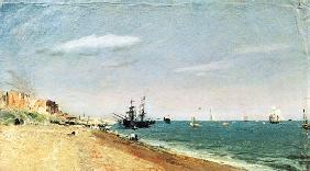 Strand von Brighton mit Segelschiffen 1824