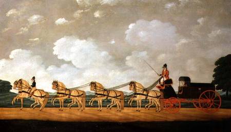 His Majesty's Forgon with a Team of Eight Roans on the Road von John Cordrey