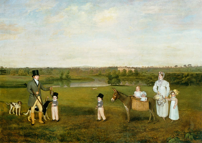 William Hetton Cooke with his Wife and Children at Worleston Rookery, Chester von John E. Ferneley d.J.