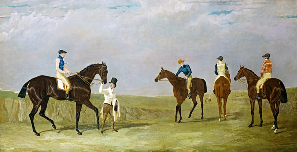 Preparing to start for the Doncaster Gold Cup, 1825, with Mr. Whitaker's "Lottery", Mr. Craven's "Lo von John Frederick Herring d.Ä.