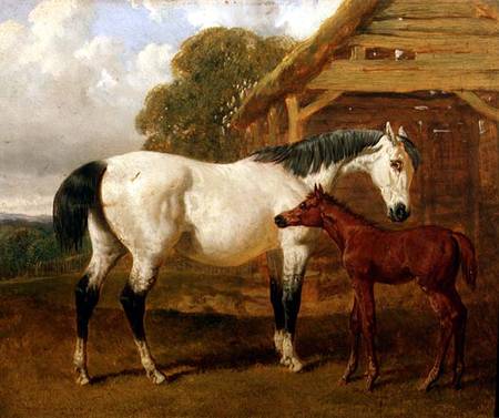A Mare and Foal before a Barn von John Frederick Herring d.Ä.