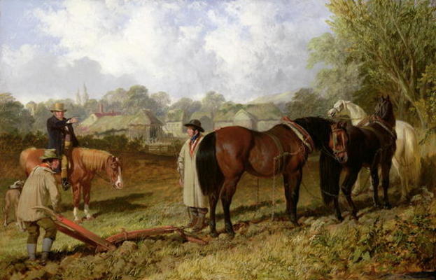 Morning: Preparing to Plough, 1848 (oil on canvas) von John Frederick Herring Snr