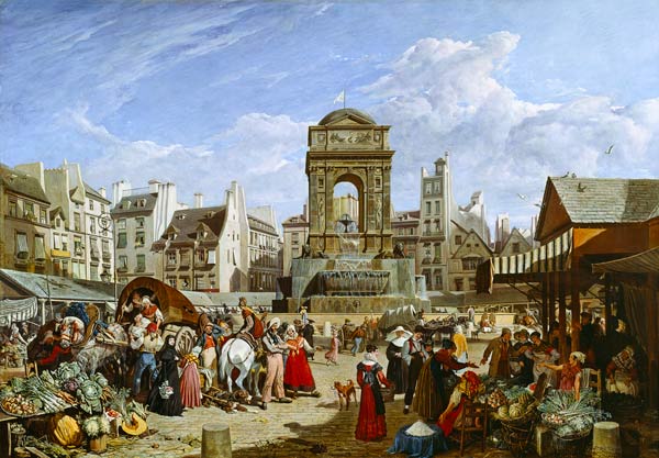 The Market and Fountain of the Innocents, Paris von John James Chalon