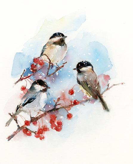 Chickadees with Berries 2017