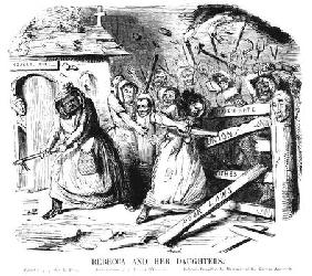 Rebecca and her Daughters (engraving) (b&w photo) 15th
