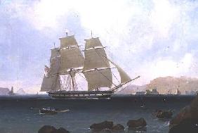 A Rigged Sloop of the White Squadron off Plymouth 1835