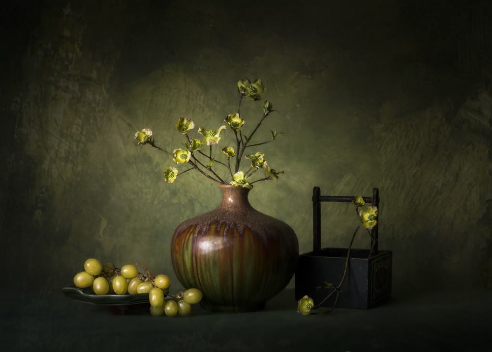 Hartriegelblume und grüne Stimmung von John-Mei Zhong