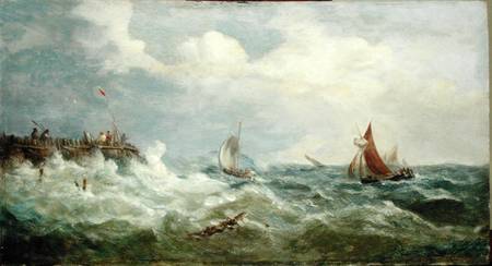 Boats Making for the Harbour Mouth von John Moore