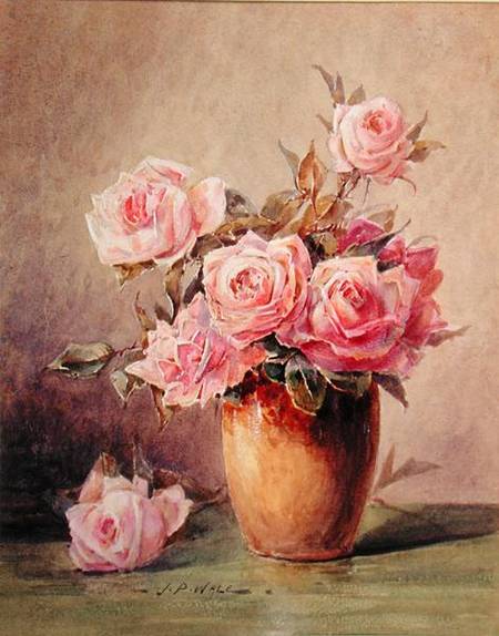 Pink Roses in a Yellow Vase von John Porter Wale