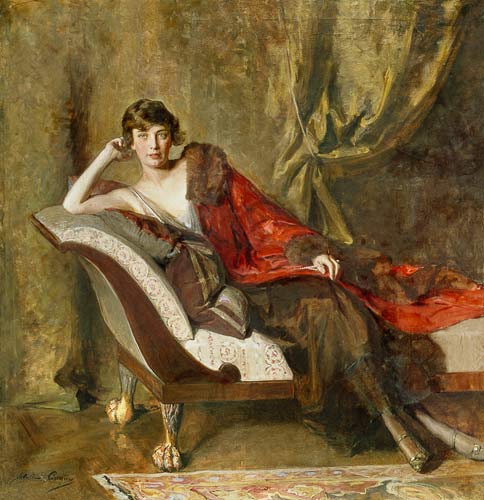 Full Length Portrait of Countess Michael Karolyi, reclining in a divan von John Quincy Adams