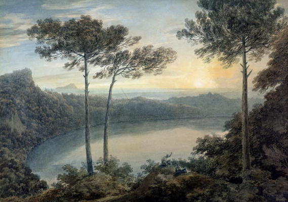 Lake Albano and Castel Gandolfo (w/c on paper) von John Robert Cozens