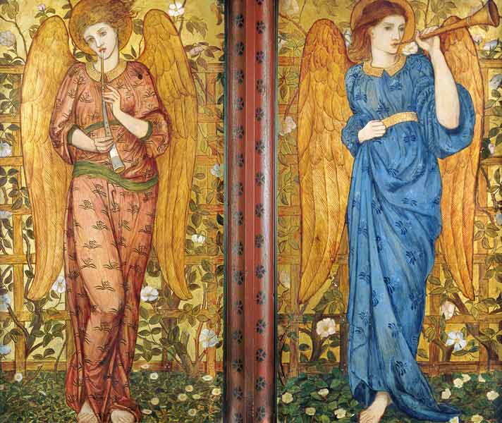 Angels with an oboe and a trumpet von John Roddam Spencer Stanhope