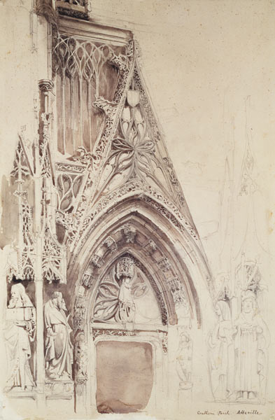 Southern Porch of St. Vulfran, Abbeville (pencil, ink & wash on paper) von John Ruskin