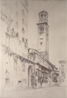 Piazza dei Signori, Verona (pencil & w/c on paper) von John Ruskin
