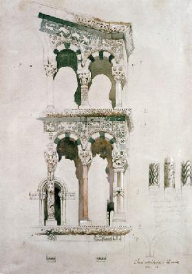 Detail of the facade of San Michele in Foro, Lucca, 1845 (w/c on paper) 1650