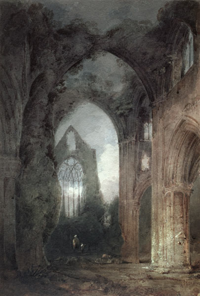 Tintern Abbey by Moonlight (pen & brown ink and w/c on paper) von John Sell Cotman