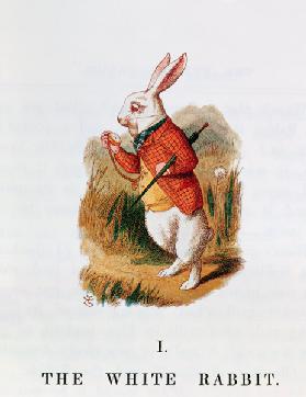 The White Rabbit, illustration from 'Alice in Wonderland' by Lewis Carroll (1832-98) adapted by Emil 19th