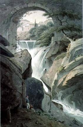 The Falls of Tivoli with three figures in the foreground