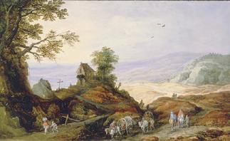 Landschaft mit einer Kapelle auf einem Hügel von Joos de Momper d.J.