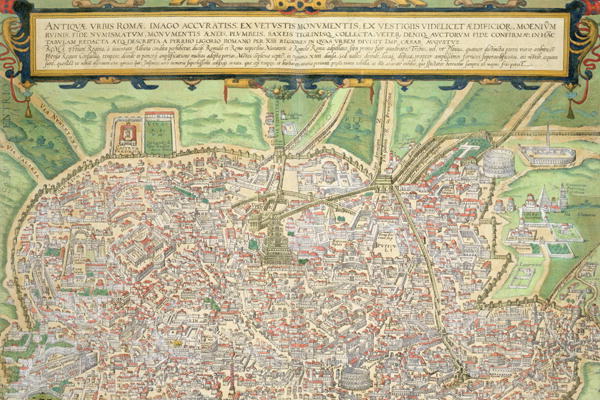 Map of Rome, from 'Civitates Orbis Terrarum' by Georg Braun (1541-1622) and Frans Hogenberg (1535-90 von Joris Hoefnagel