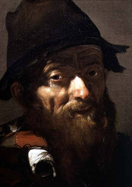 Head of an Old Man, detail of Portrait of an Old Man with an Onion von José (auch Jusepe) de Ribera