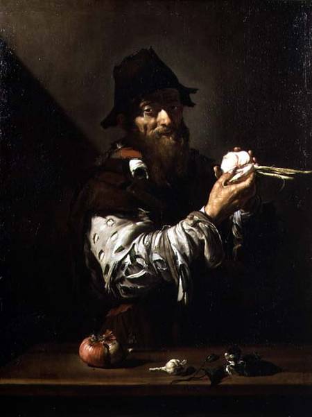Portrait of an Old Man with an Onion von José (auch Jusepe) de Ribera