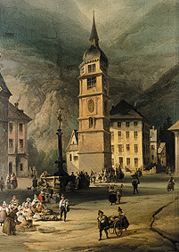 Der Stadtplatz von Altdorf Wandgemälde von Josef Navratil