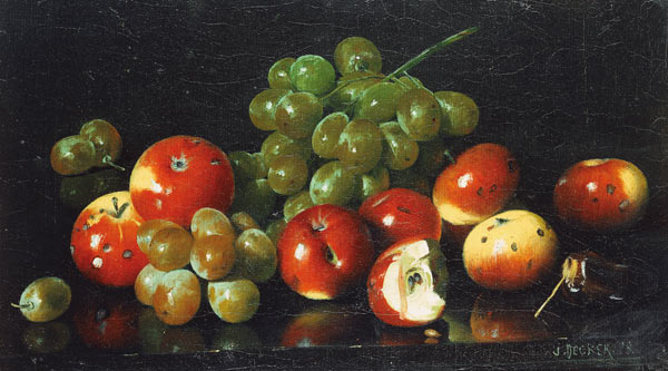 Stillleben mit Äpfeln und Trauben. von Joseph Decker