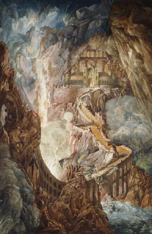 Höllenbrücke (wohl Illustration zu: Das verlorene Paradies von John Milton) von Joseph Michael Gandy