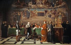 Galileo Galilei vor der Inquisition im Vatikan 1632. 1847