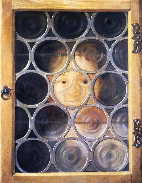 Trompe L'Oeil of a Boy's Face through a Window von Joseph Plepp