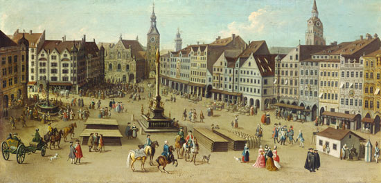 Ansicht des Marienplatzes zu München (Detail) von Joseph Stephan