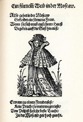 Vornehme Frau aus Moskau. Aus dem illustrierten Frauentrachtenbuch (Frankfurt, 1586) 1586