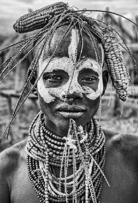 Eine Frau des Karo-Stammes (Omo-Tal-Äthiopien).