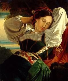 Schlafende junge Frau. von József Borsos