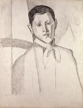 Portrait after Cezanne (crayon on paper)