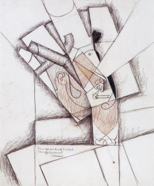 The Smoker, 1912 (charcoal & red chalk on paper) 20th