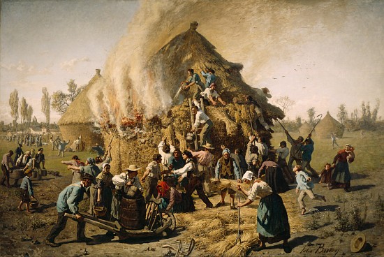 Fire in a Haystack von Jules Breton
