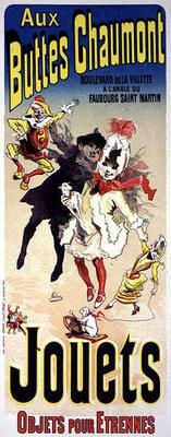 Reproduction of a poster advertising the toyshop 'Aux Buttes Chaumont' (colour litho) von Jules Chéret