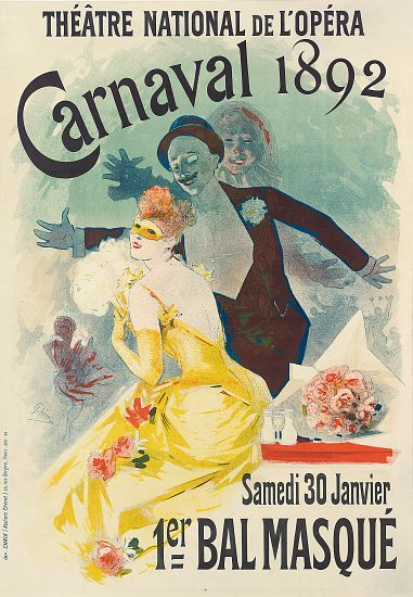 Advertisement for the 1st Carnaval masked ball at the Theatre National de l'Opera von Jules Chéret