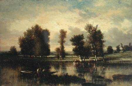 Boat on the Edge of the River von Jules Dupré