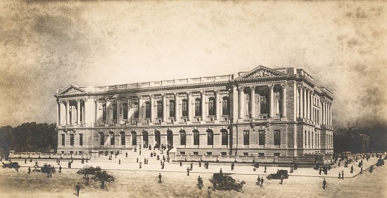 Perspective drawing by Jules Guerin of the Central Library of the Free Library of Philadelphia from  von Jules Guerin